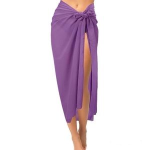 Sarong Long Purple Chiffon SemiSheer Beach Wrap Skirt Pareo Swimsuit Coverup New